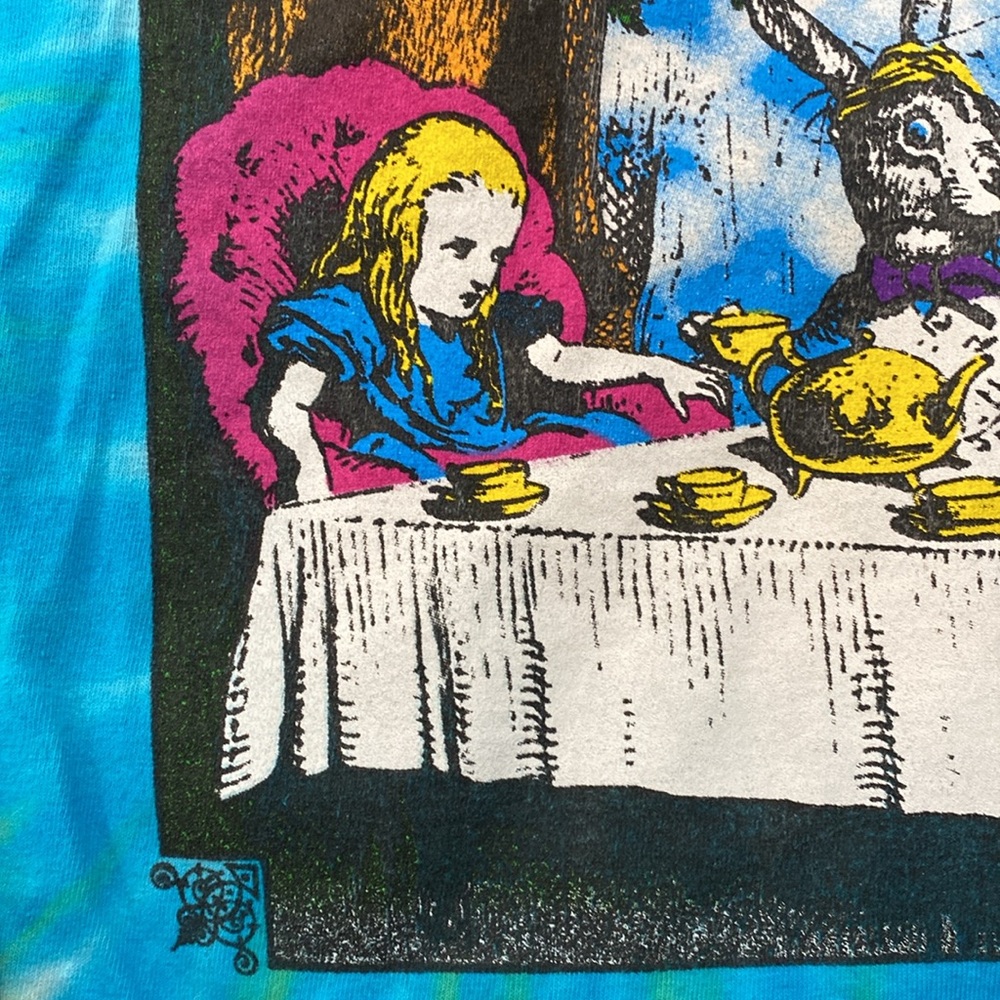 Alice in Wonderland Double Sided Vintage Tie Dye Long Sleeve Gildan Shirt XL - Picture 14 of 16